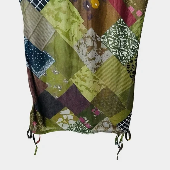 Patchwork Mesh Maxi Skirt Medium Indie 90s‎ Earthy Boho Fairy Grunge Artsy - Picture 8 of 11